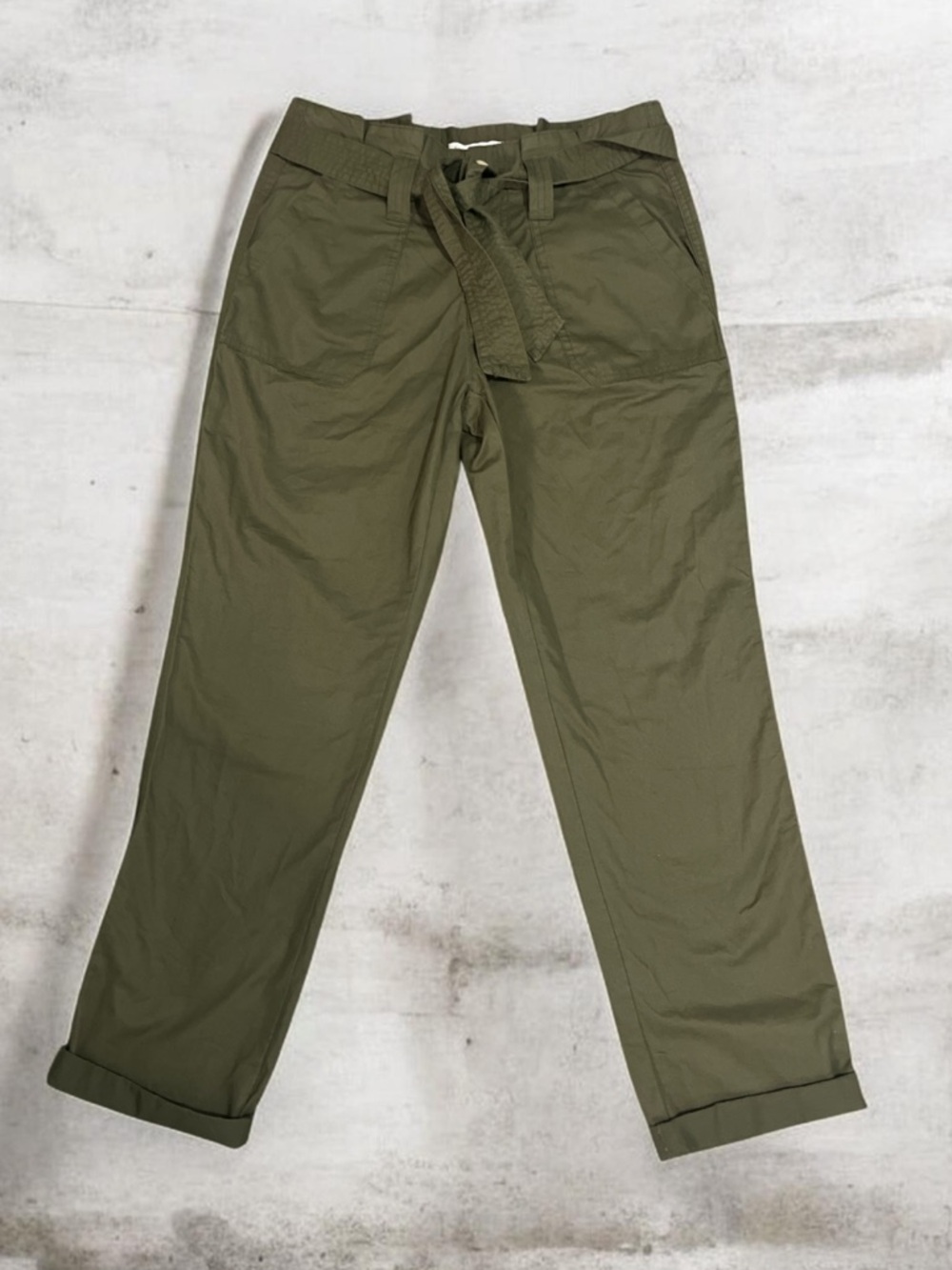 Woman’s High Rise Olive Green Chino Pants with Belt S/6